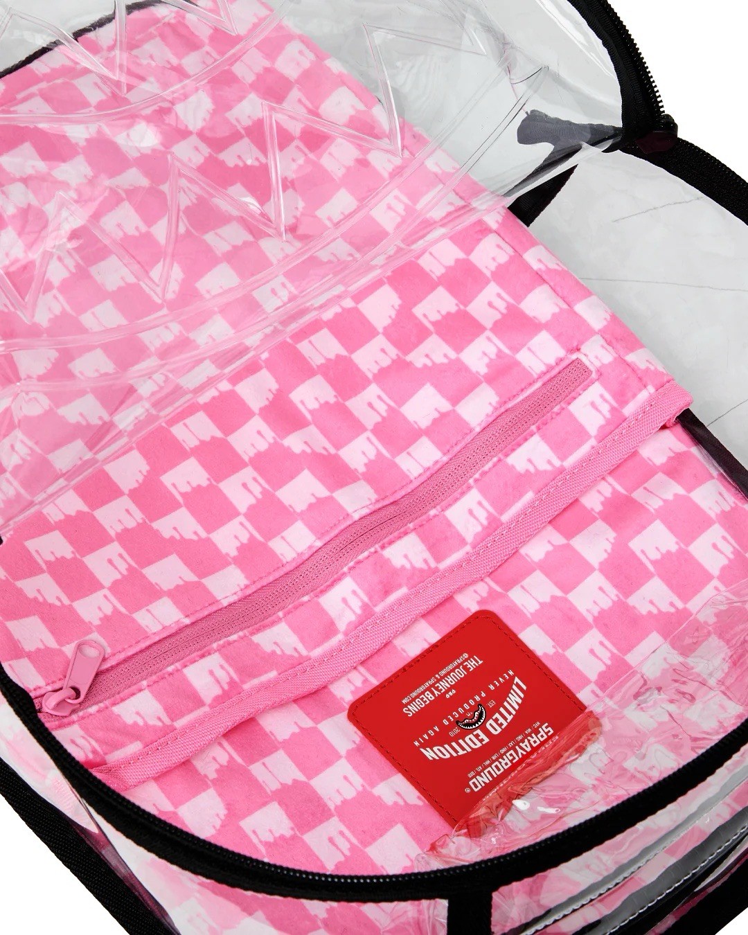 Sprayground Pink Drip Clear Backpack PVC Transparent Bookbag School Bag New