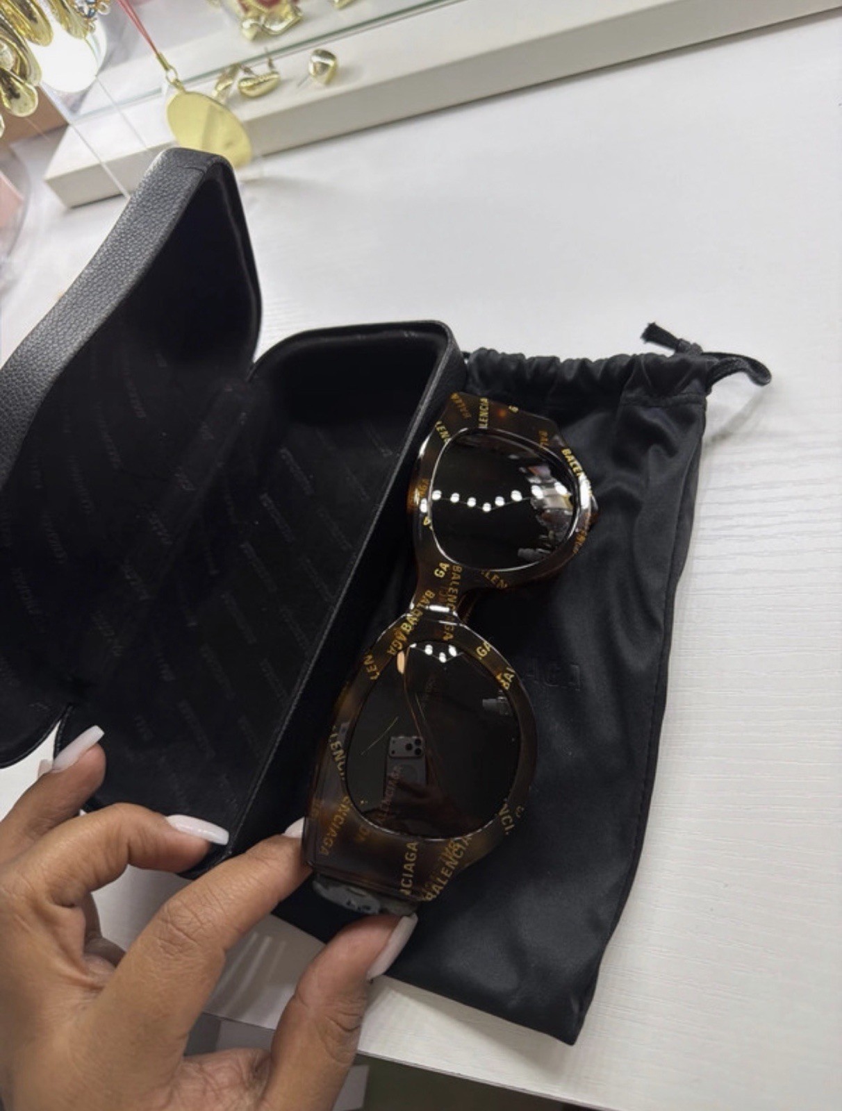 Balenciaga BB0070S Tortoise Brown Round Sunglasses Tinted Logo UV 50-22-135