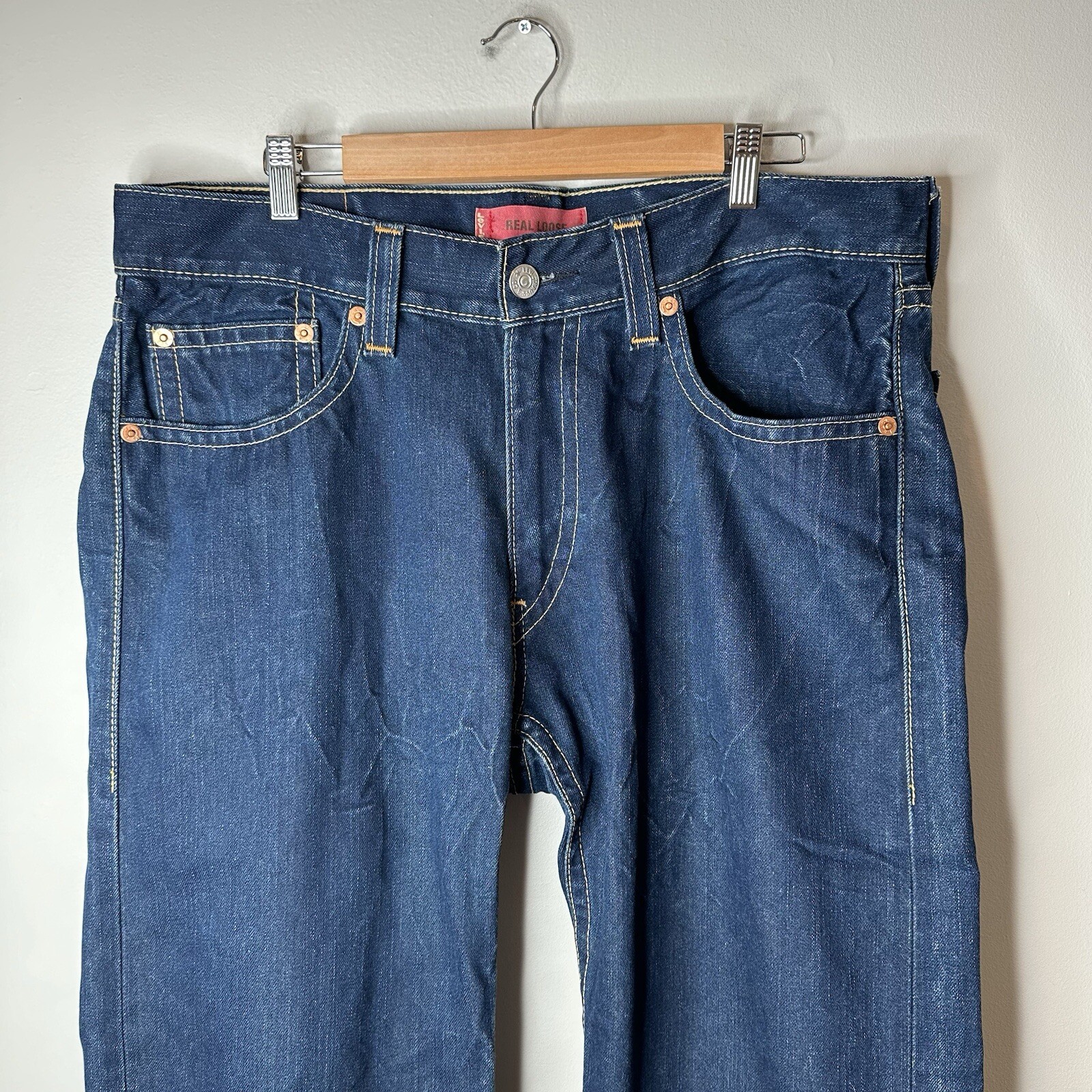 Vintage Levis Real Loose Type 1 Jeans Mens 36×32 Blue Classic American Y2K Baggy