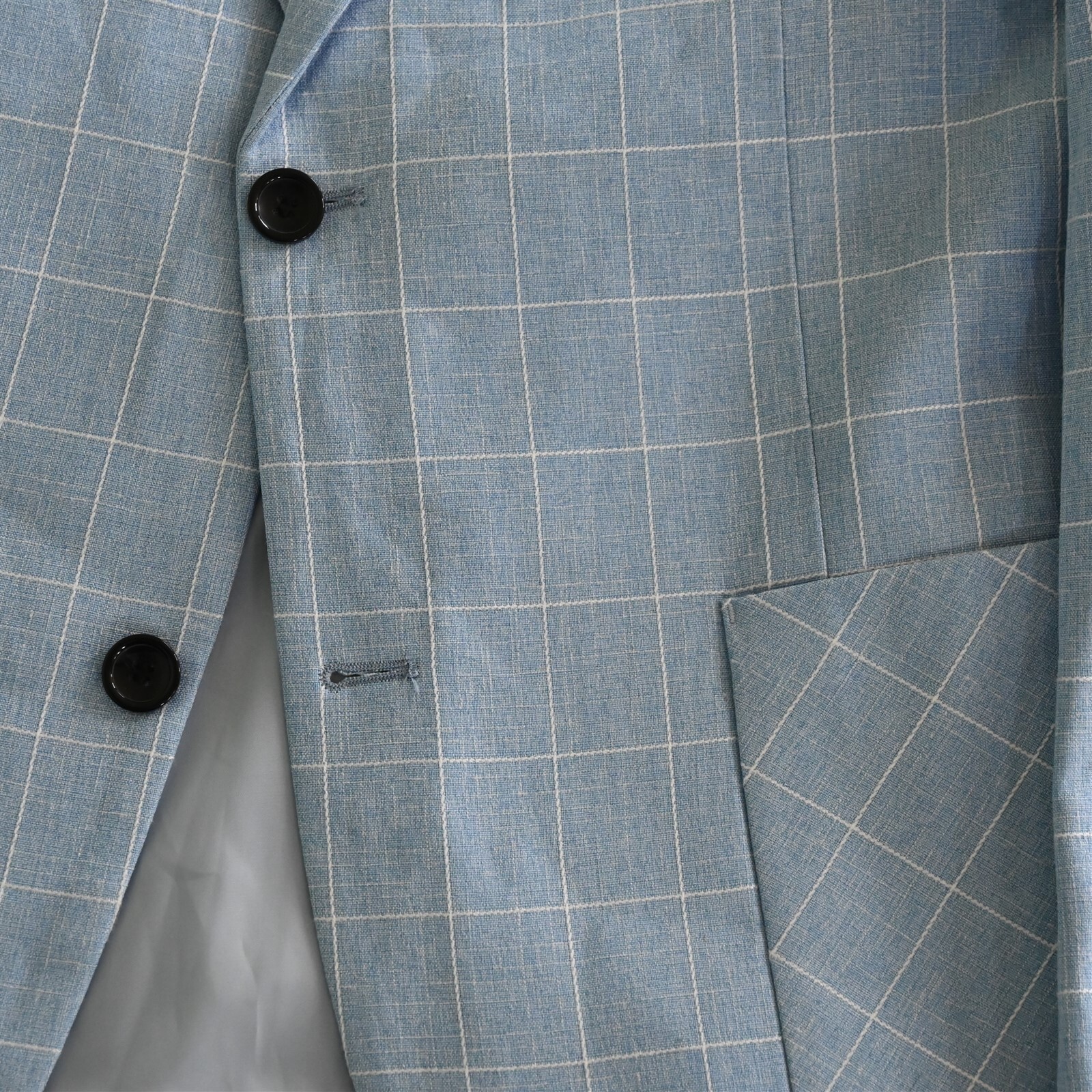 NEW Coofandy Large Blue Windowpane Mens Blazer Sport Coat Suit Jacket