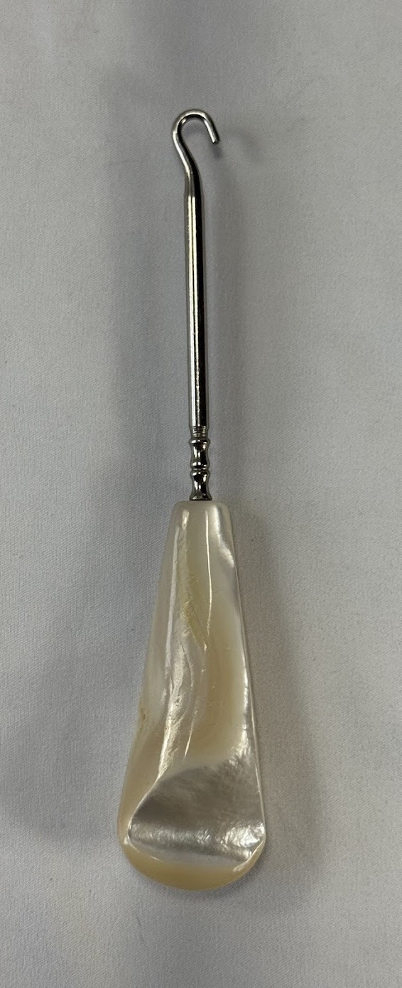 VINTAGE VICTORIAN SHOE BOOT BUTTON HOOK FANCY ABALONE MOTHER OF PEARL HANDLE