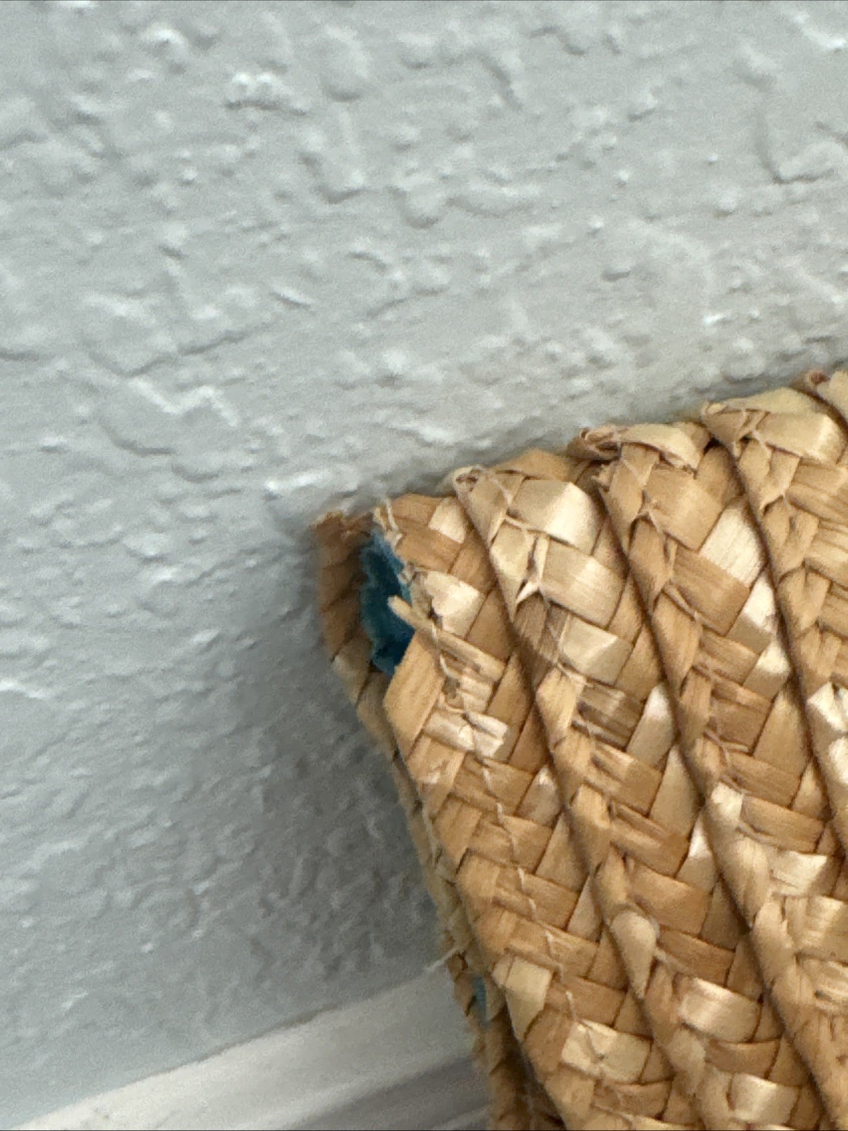 Woven Straw With Embroidered Flowers Snap Close Wristlet