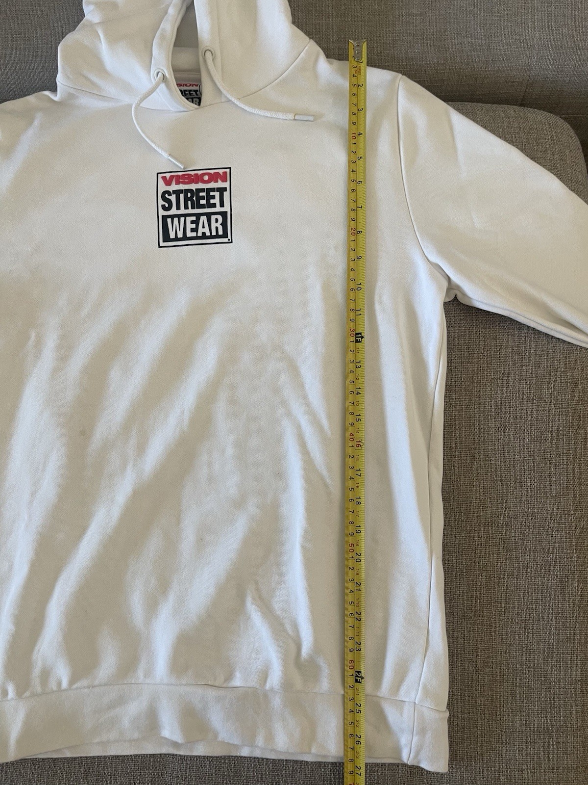 Vision Street Wear Men’s White Pullover Hoodie M Logo Graphic Drawstring Hood
