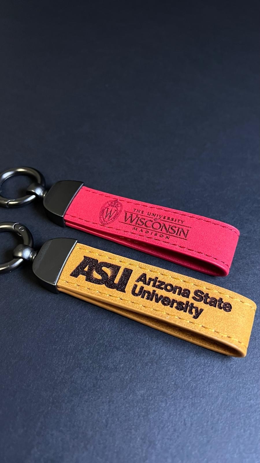 Personalized Leather Keychain Custom Name Logo Text Gift for Men and Women