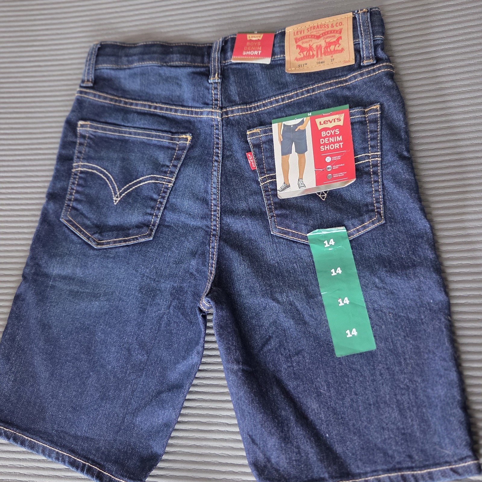 Levi’s Boys Blue Dark Wash Denim Shorts Size 14