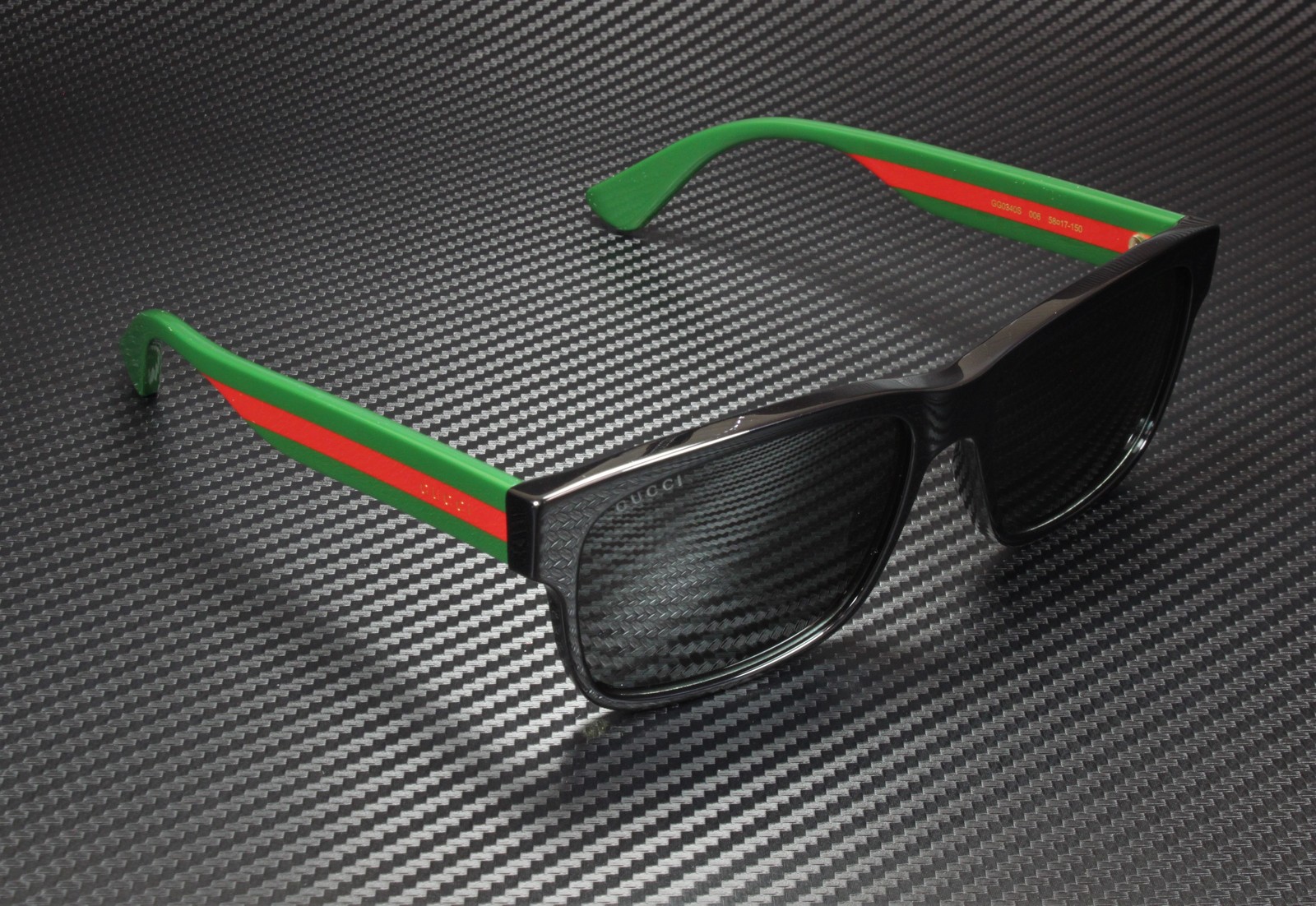 GUCCI GG0340S 006 Rectangular Square Black Grey 58 mm Men’s Sunglasses