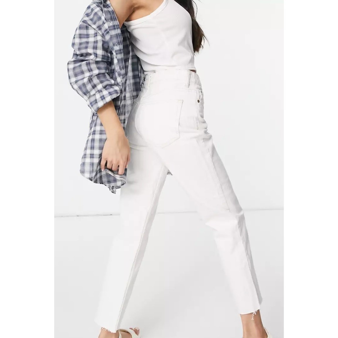 NWT Topshop Straight Jeans Off-White High Waist Women’s 10/32