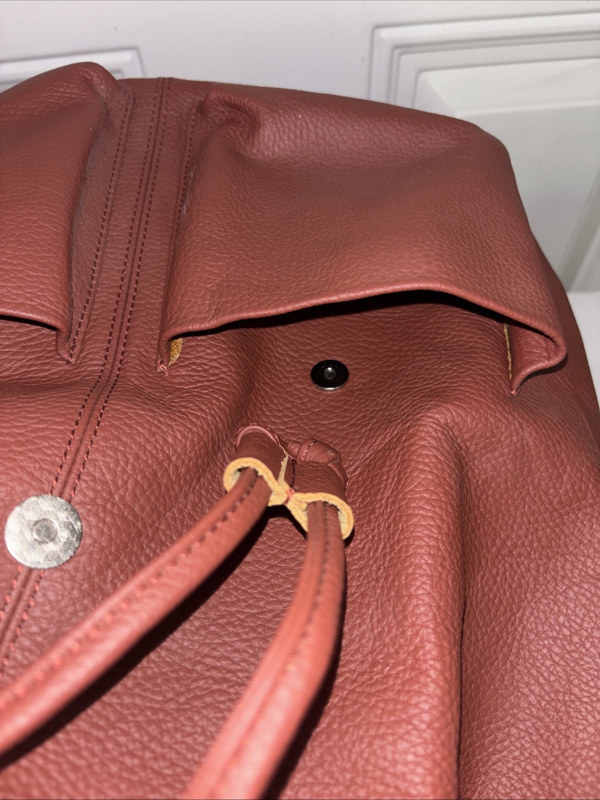 NEW Chief Flapover Brown Drawstring Leather Backpack 13.75 X 12.75 X 6.25”