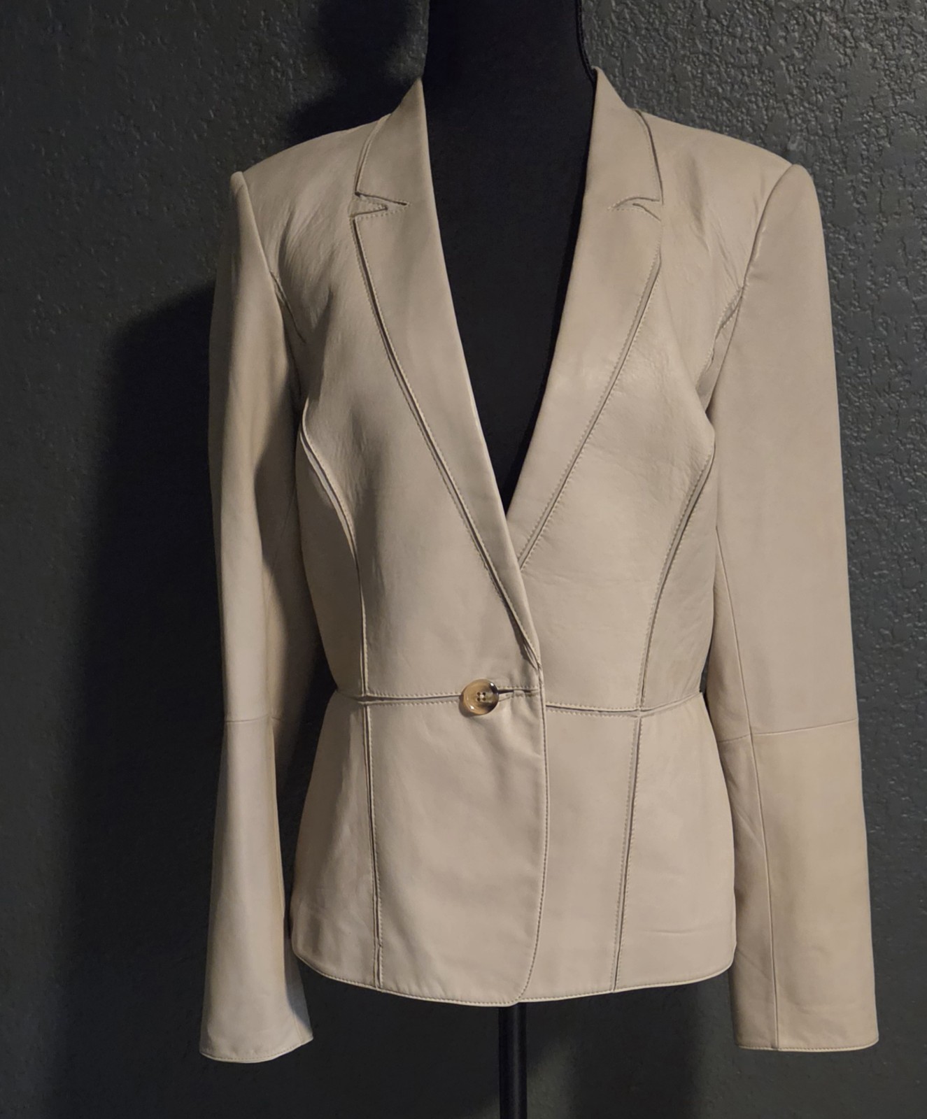 LAFAYETTE 148 New York Leather Blazer – Beige Size M