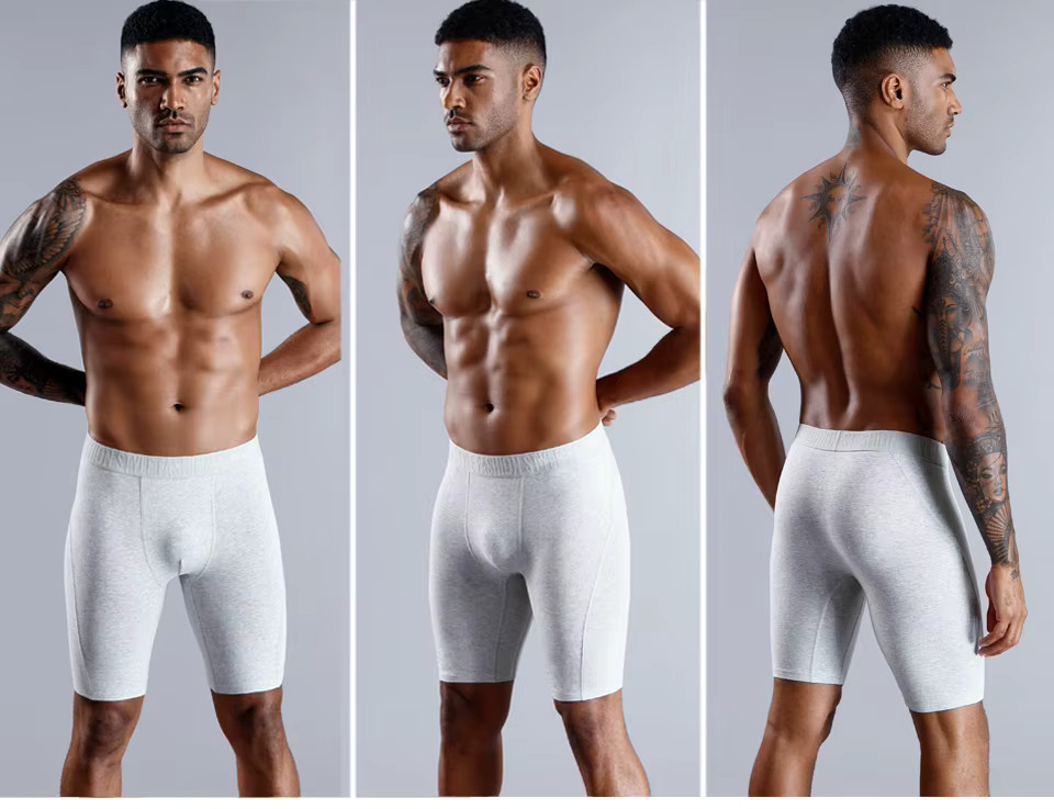 Men’s Long Leg Cotton Boxer Shorts Soft Stretch Breathable Premium Underwear