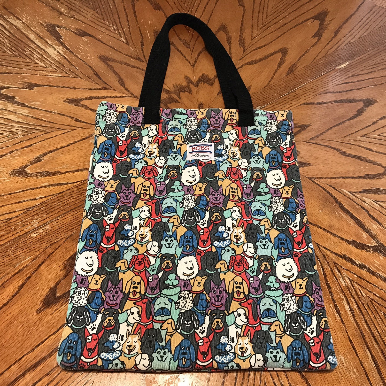 Bobs From Skechers Canvas Tote Bag Dog-Face Print featuring multiple dog breeds