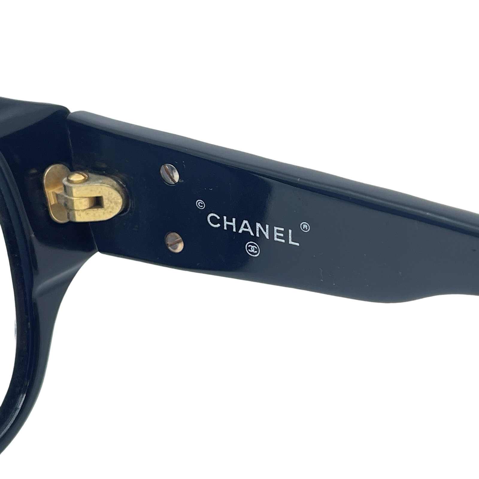 Authentic CHANEL Gold CC 0005 Sunglasses Black Jelly/Plastic #36635014