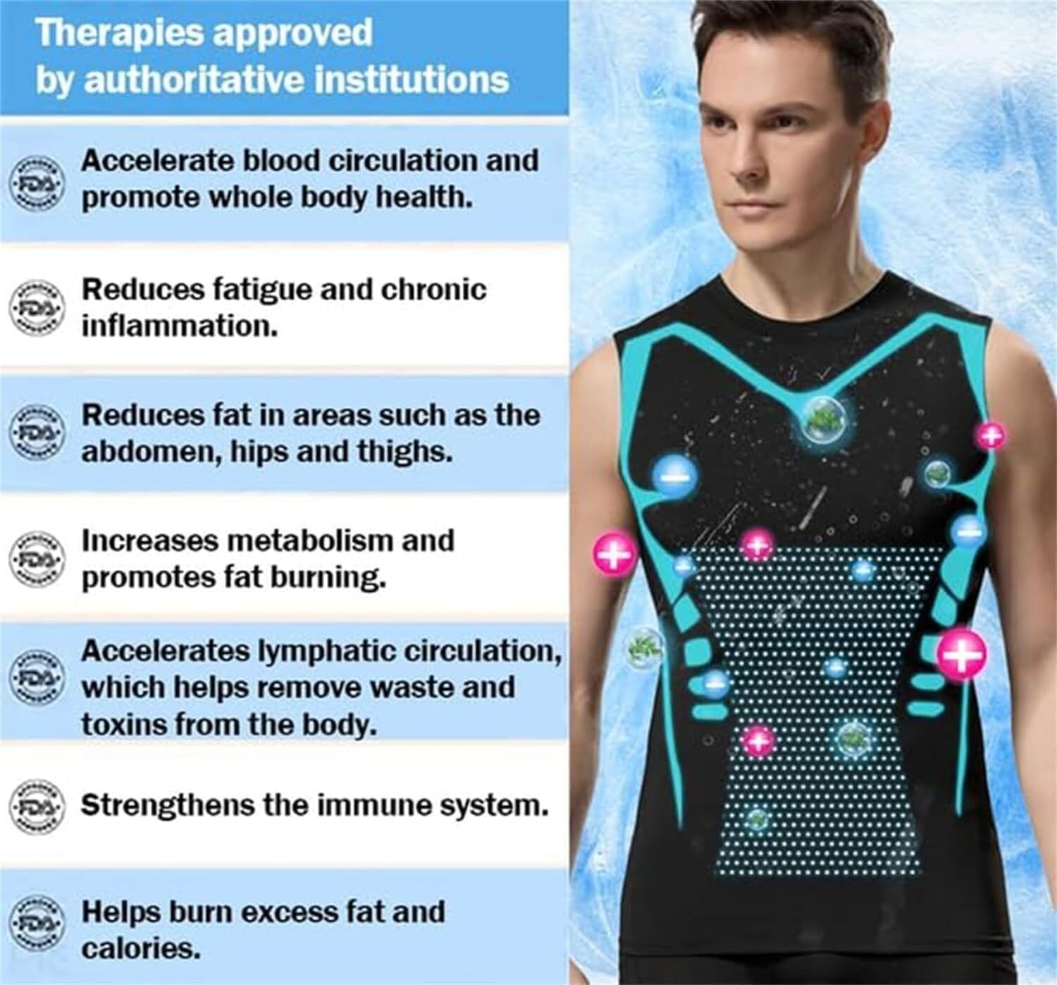 Men Compression Shirt Version Ionic Shaping Sleeveless Vest Sport Tank Top S-2XL