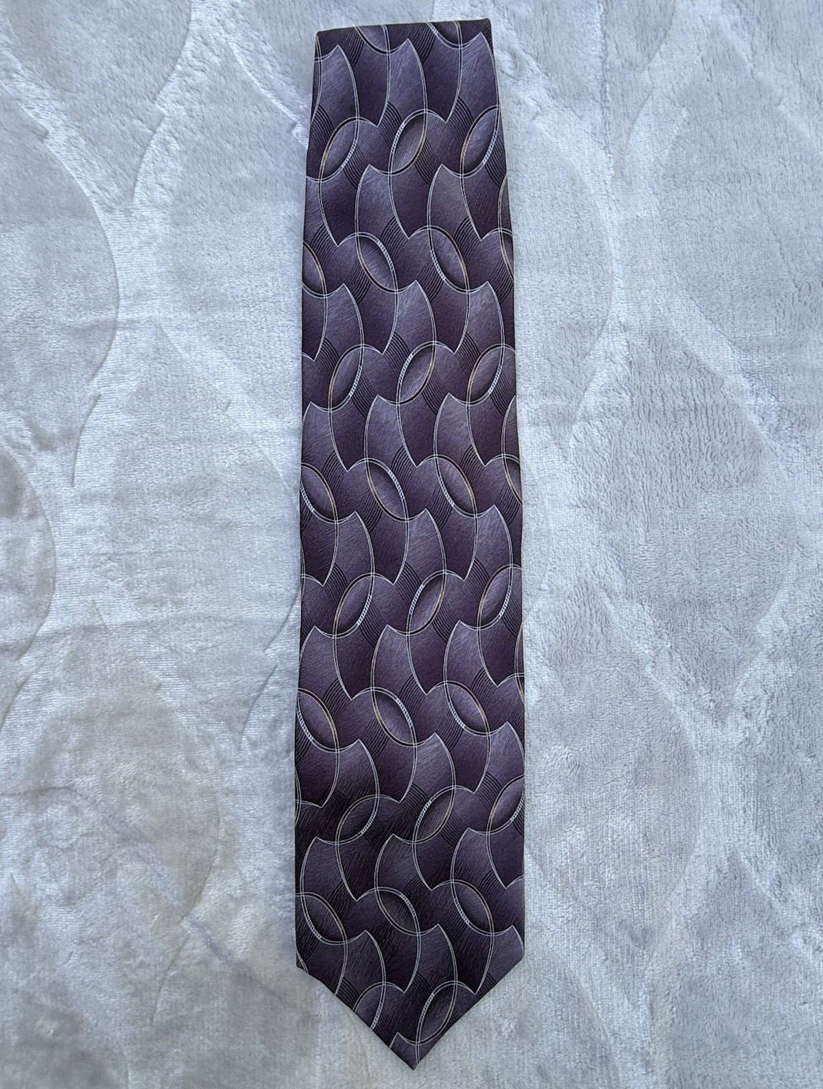 Murano Men’s Purple Geometric Woven Silk Tie Pointed Logo Classic One Size