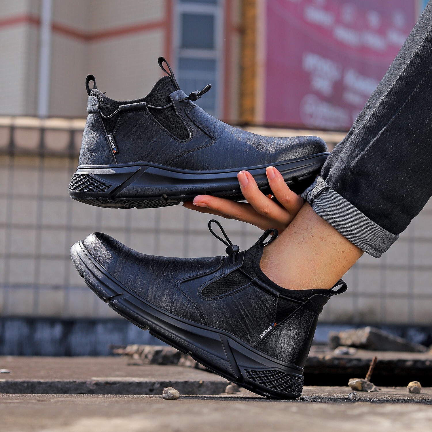Men Safety Boots Work Indestructible Shoes Steel Toe Protective Boots Anti-smash