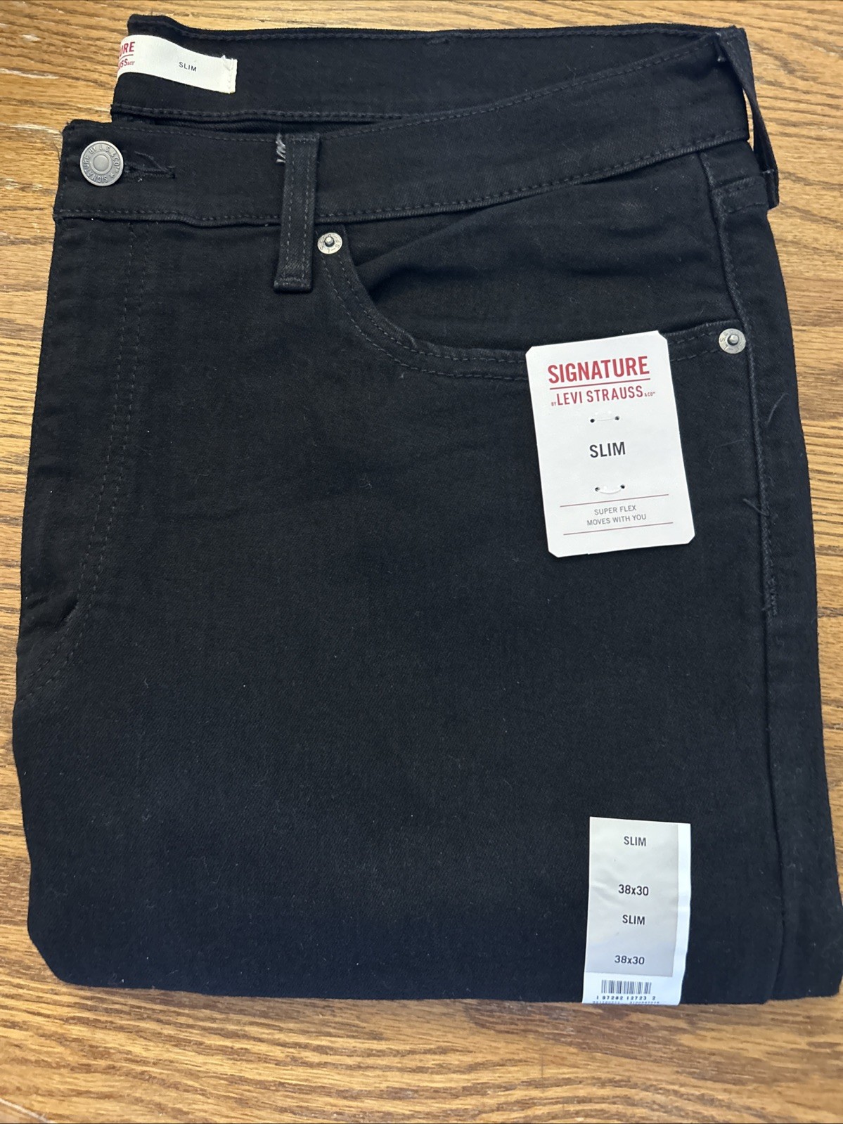 Signature Levi Strauss Slim Men’s 38×30 Black Denim Jeans , New With Tags