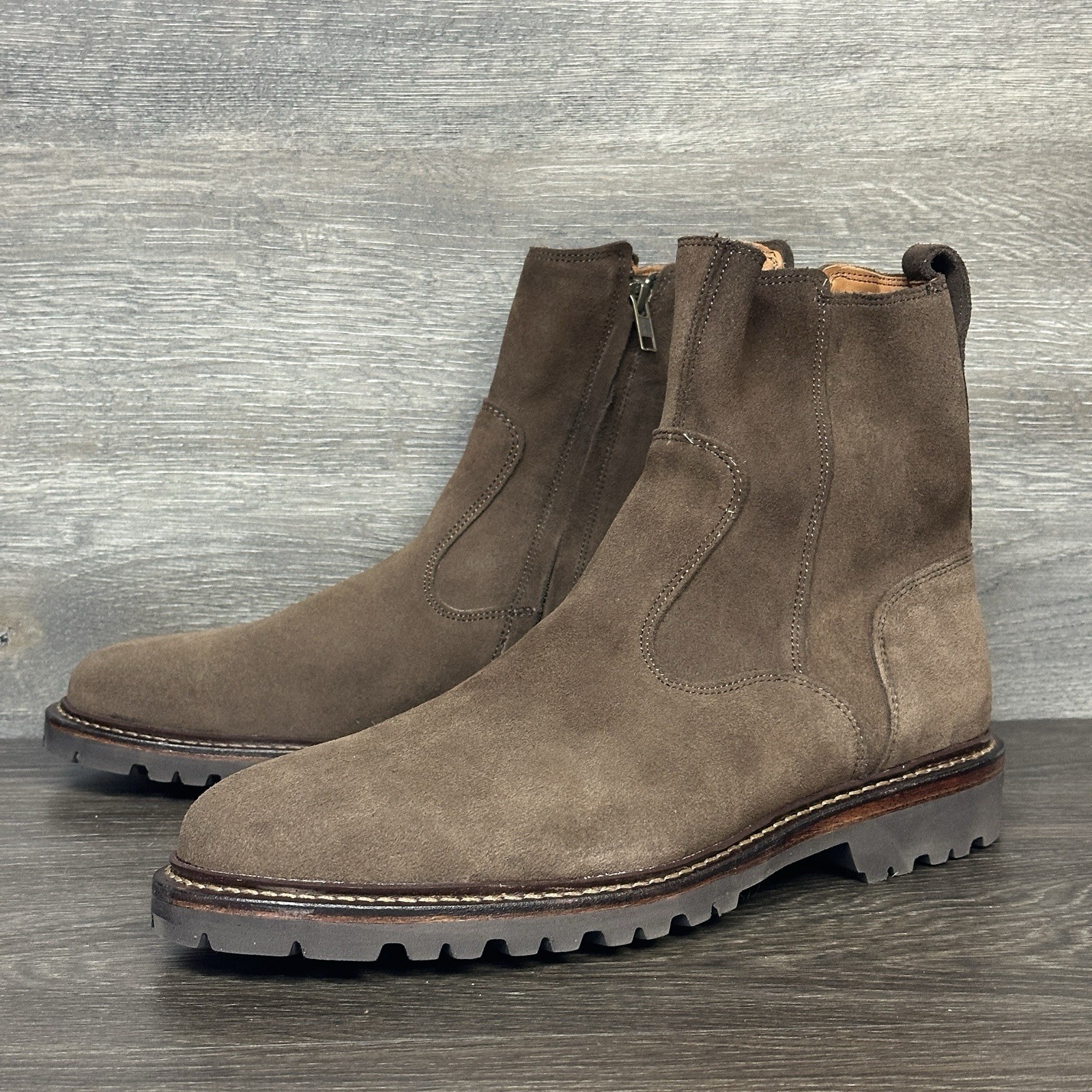 Allen Edmonds Men’s Discovery Moto Boots Sz 10 Suede Side Zip Brown 4929