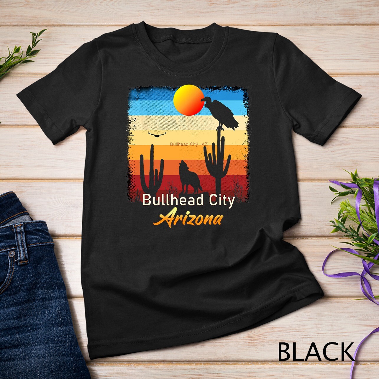 Bullhead City Arizona Vintage Coyote Sunset AZ Desert T-Shirt Unisex T-shirt