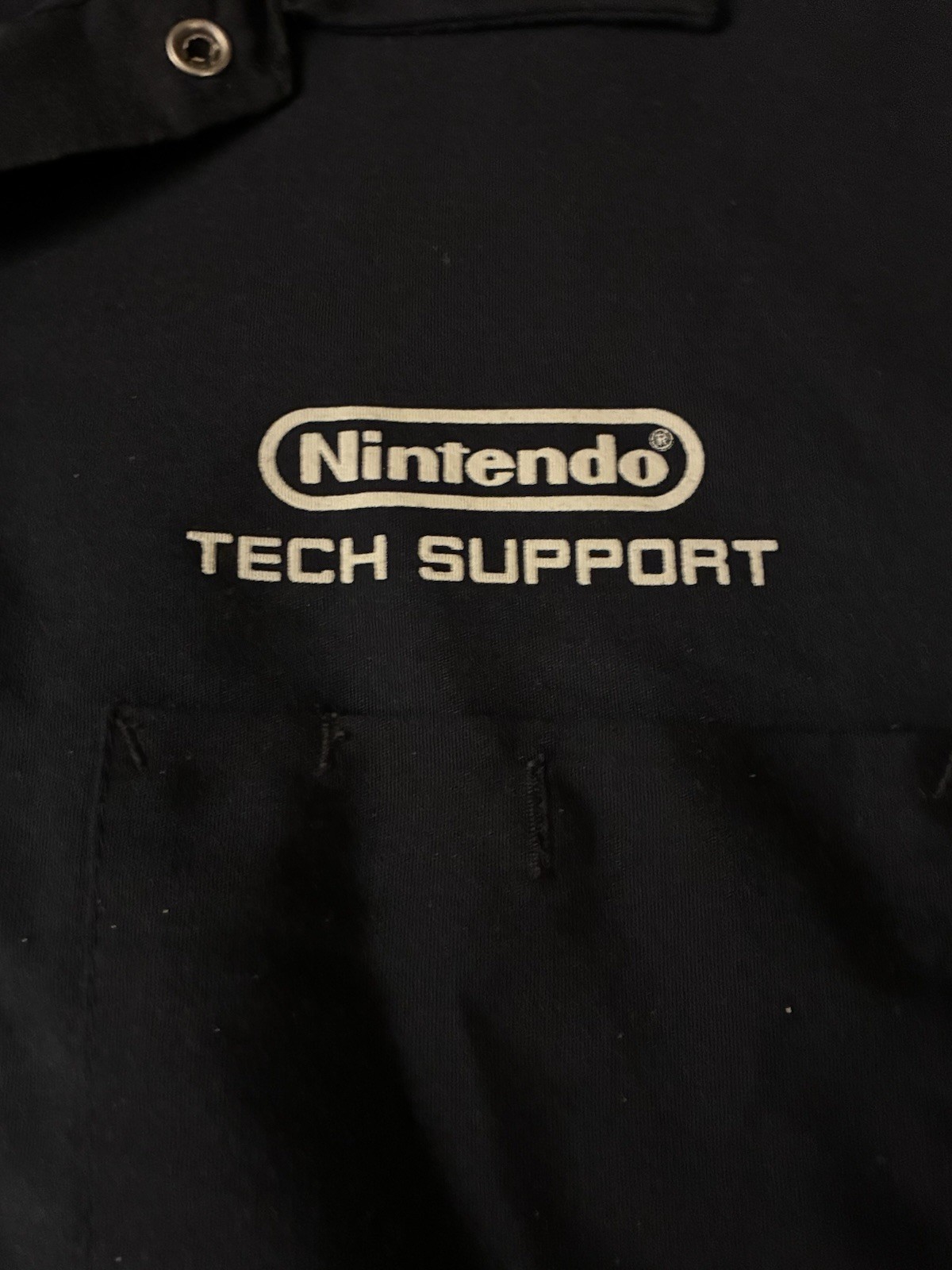 Vintage Nintendo Tech Support Work Shirt Men’s XL Navy Button-Up