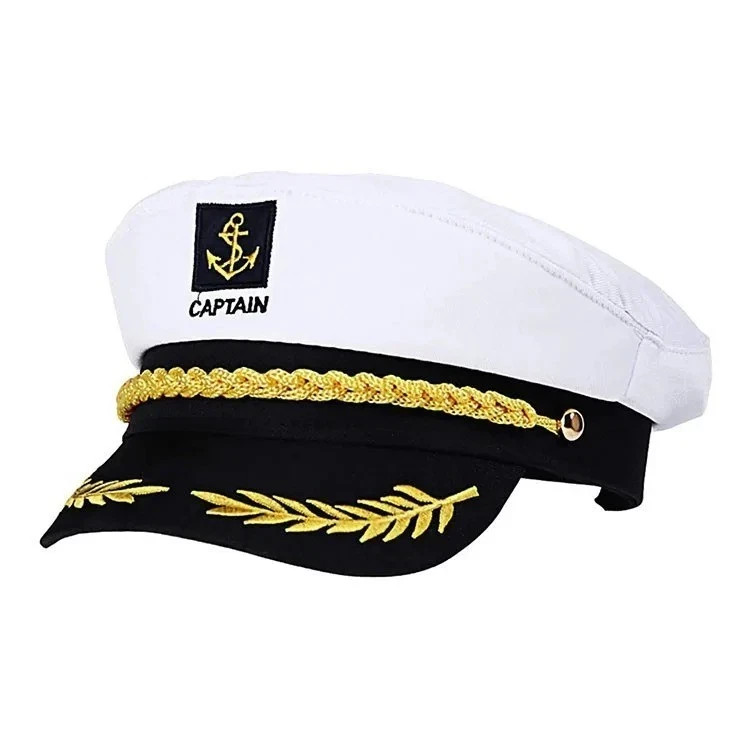 Adult Navy Captain Hat Yacht Sailor Skipper Ship Costume Hat Adjustable – Unisex