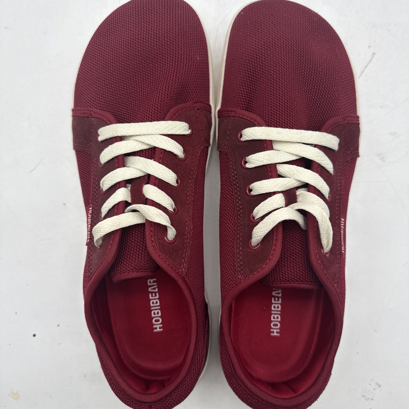 Hobibear Burgundy Minimalist Suede Men’s Lace Up Walking Sneakers Size 45 Us 11