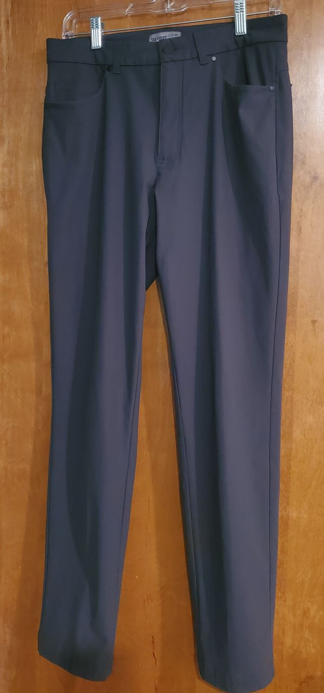 VRST 30X32 Mens Graphic Charcoal Commuter 2-Way Stretch 5-Pocket Slim Fit Pants