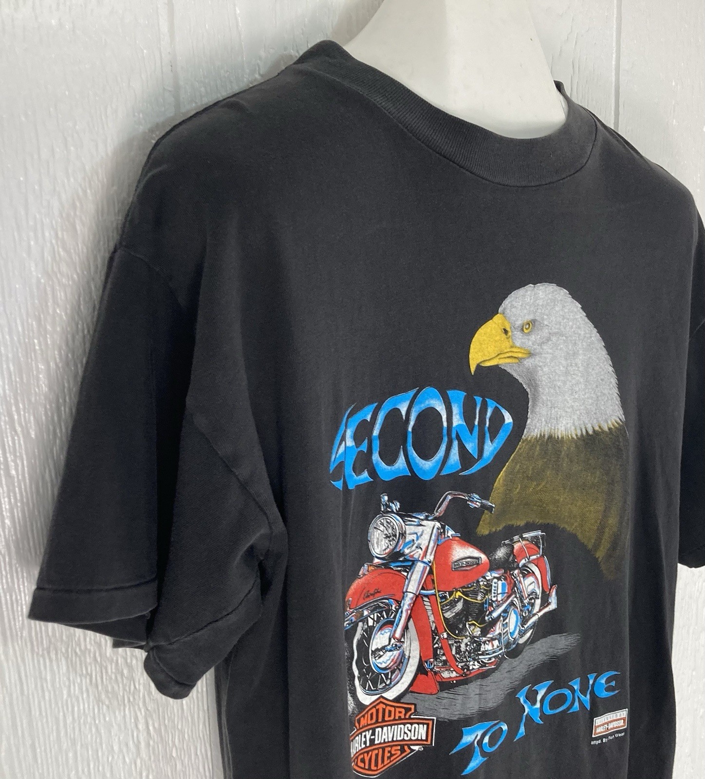 Vtg Harley Davidson Motorcycle T Shirt Single Stitch Eagle Second to None Large