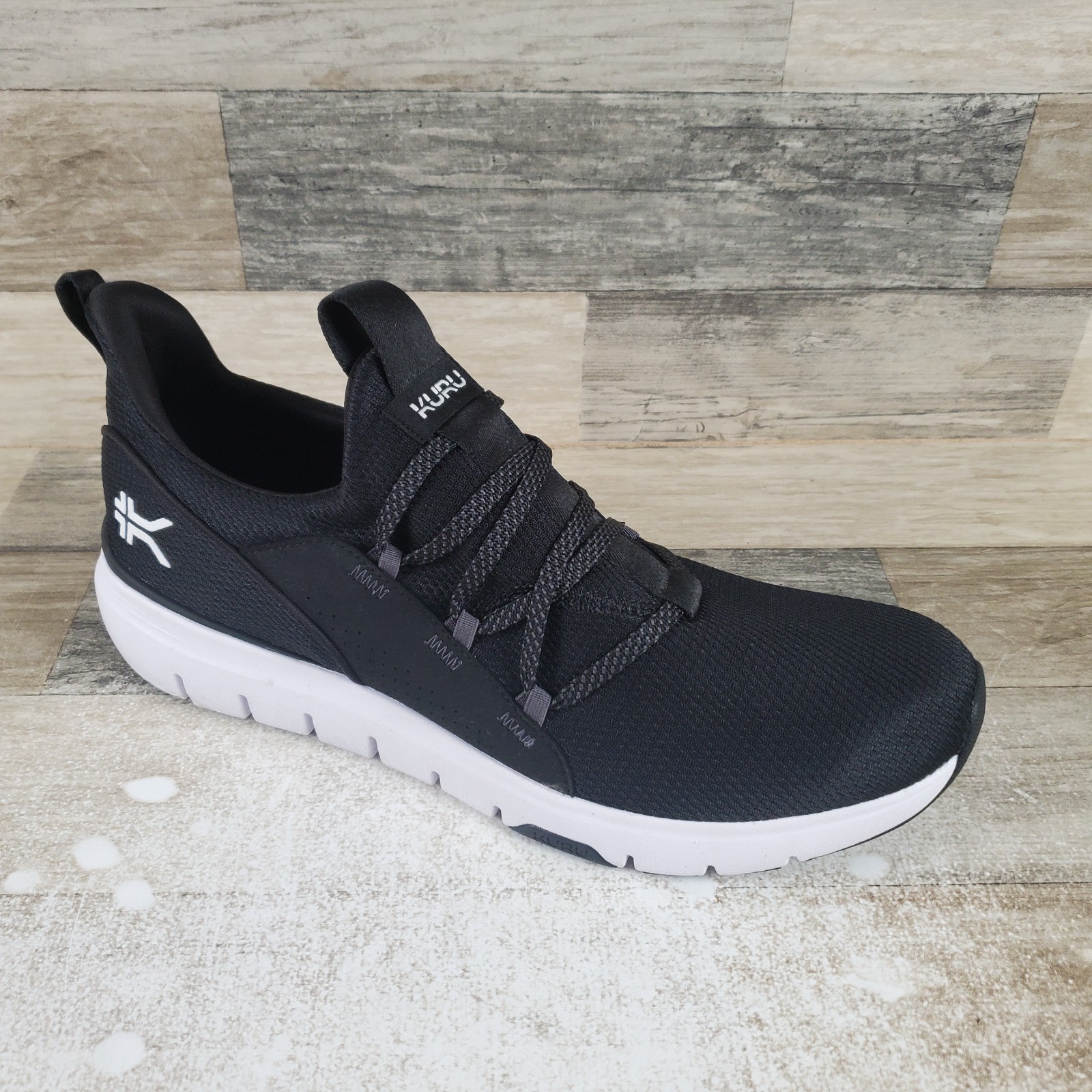 KURU Flex Mens Shoes Sz 12 M Running Jet Black Bright White Lace Up Sneakers
