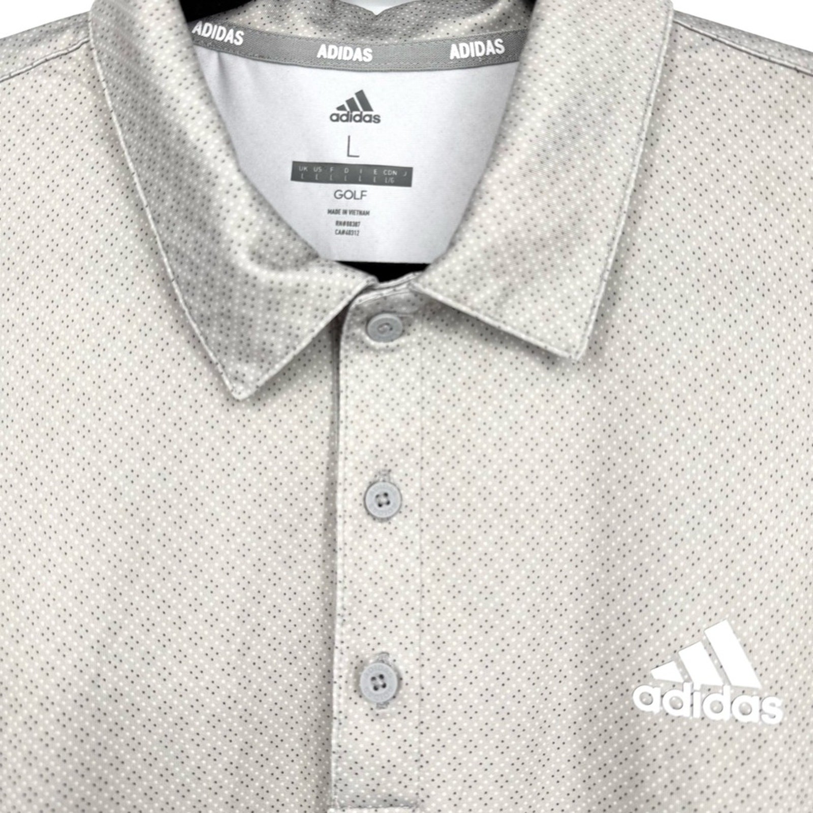 Adidas Men’s Golf Ultimate Gray Dot Print Polo Top Size L