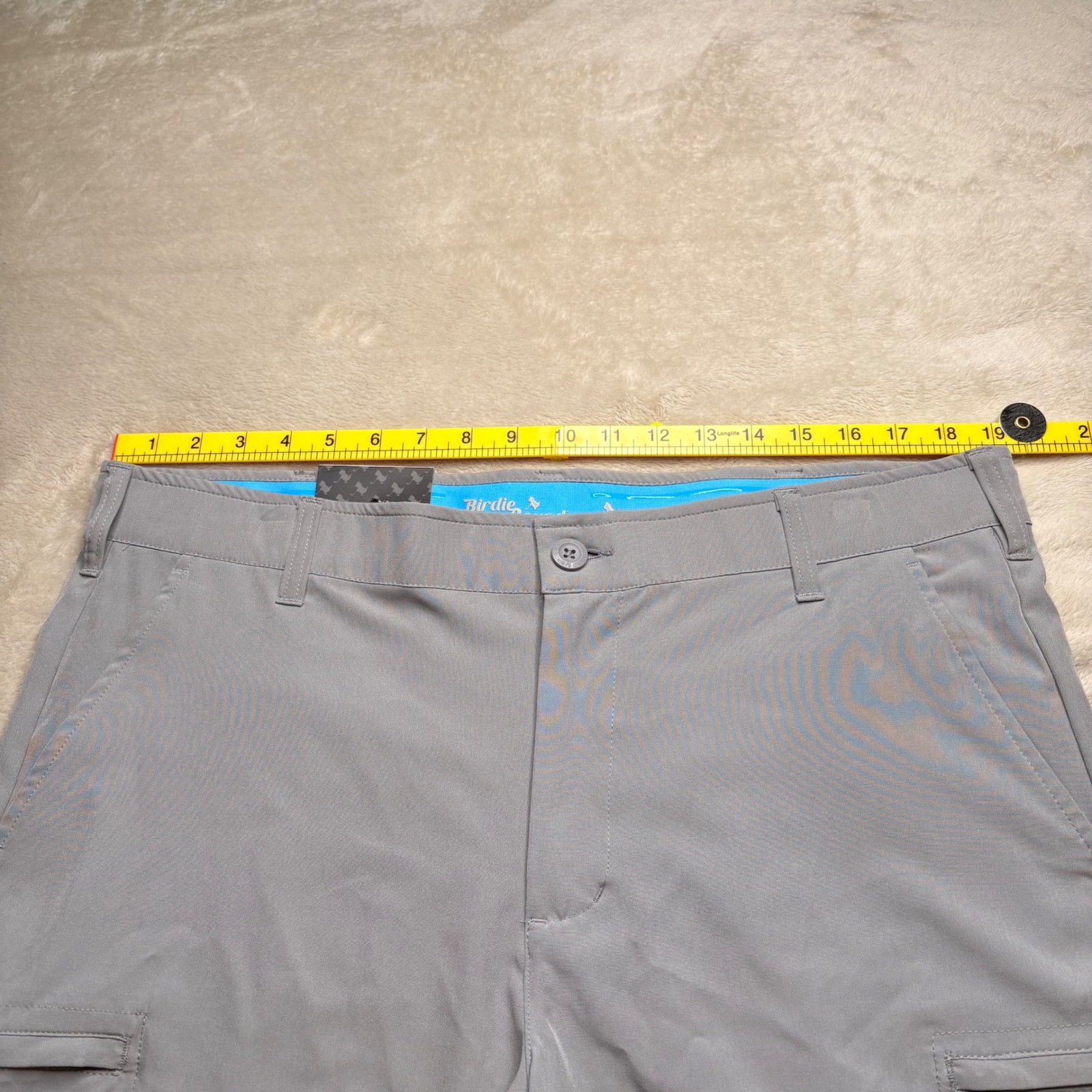 Birdie Bound Performance Golf Shorts Mens 38 Gray 9″ Inseam Cargo 6 Pockets