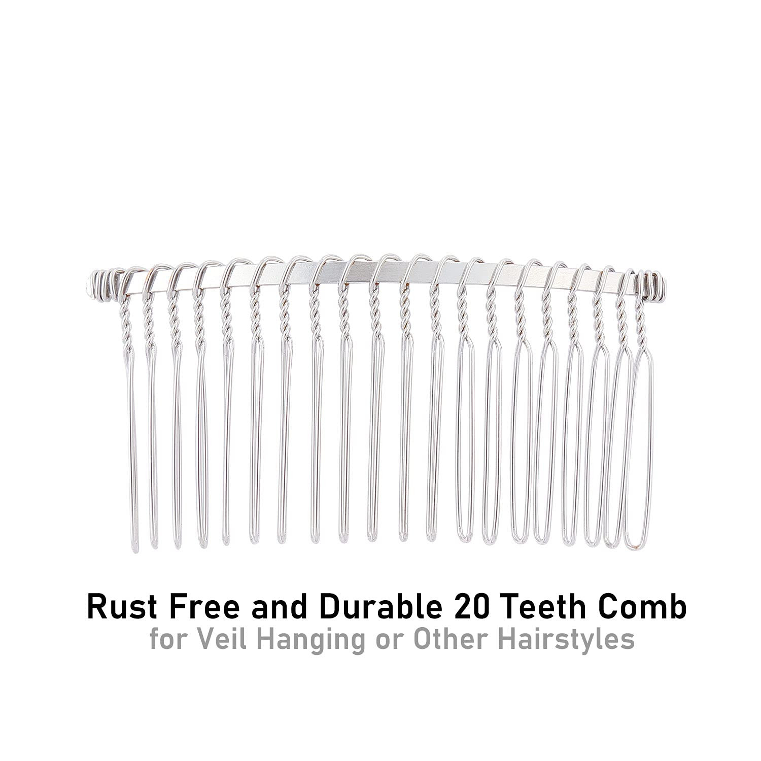 Lawie 20 Pack Bulk 20 Teeth Silver Metal Side Hair Combs Wire Twist Hair Clips W