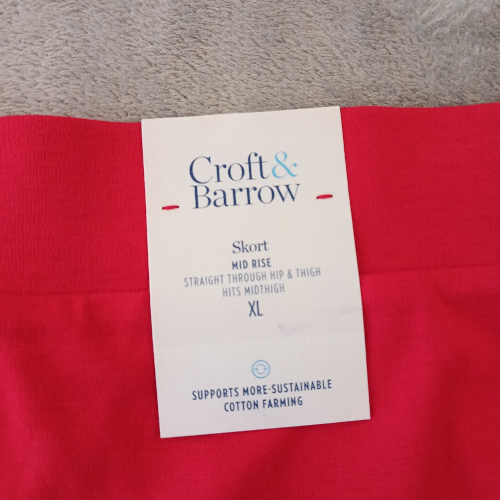 Croft & Barrow Skort XL Short Red Pull On Pockets Stretch Cotton New