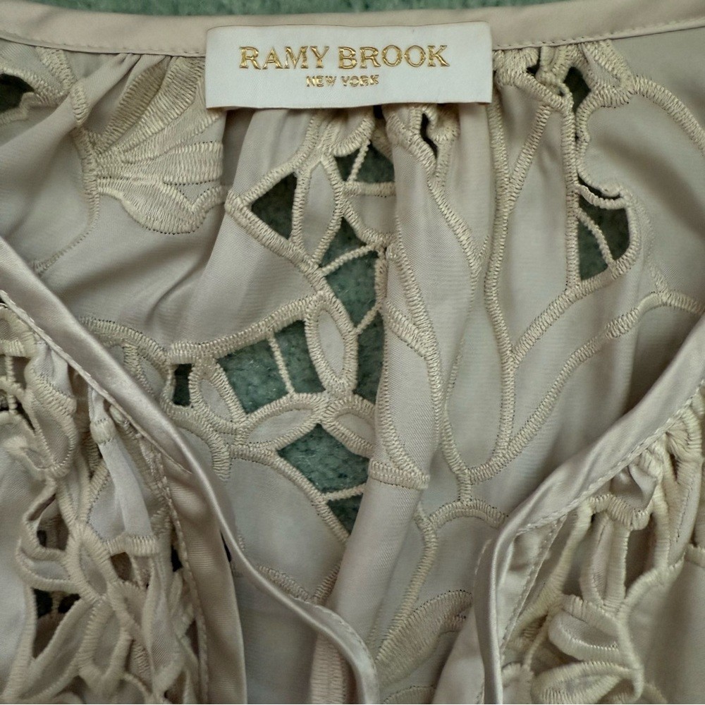 Ramy Brook Mikayla Eyelet-Embroidered Blouse Sz L