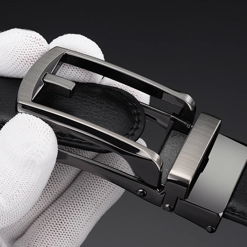 28″-50″ Men’s Leather Ratchet Dress Belts Automatic Buckle Click Sliding Belt US