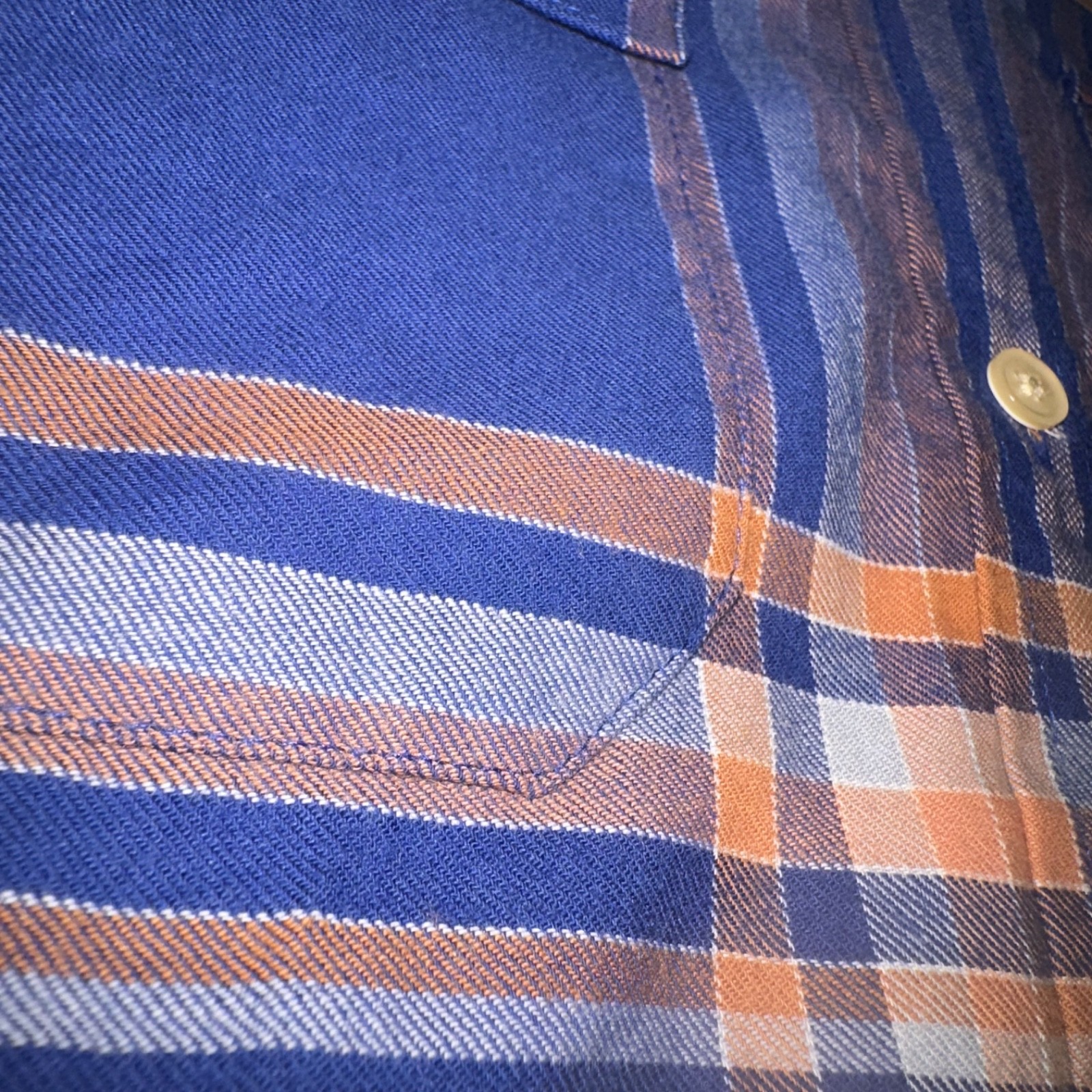 LL Bean Signature Blue Plaid Lightweight Flannel 100% Cotton, Womens Medium