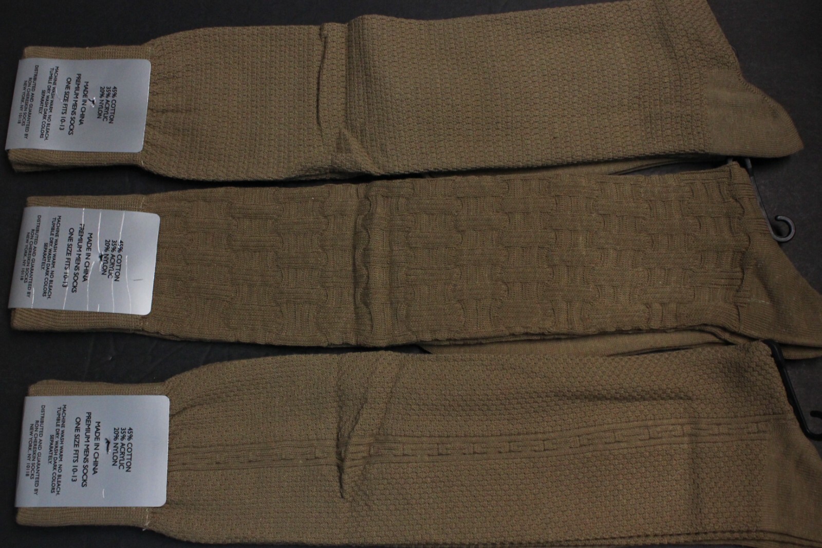 3 pair 10-13 Knee high Socks Men’s Over the Calf Cotton Blend Socks Taupe 6-12