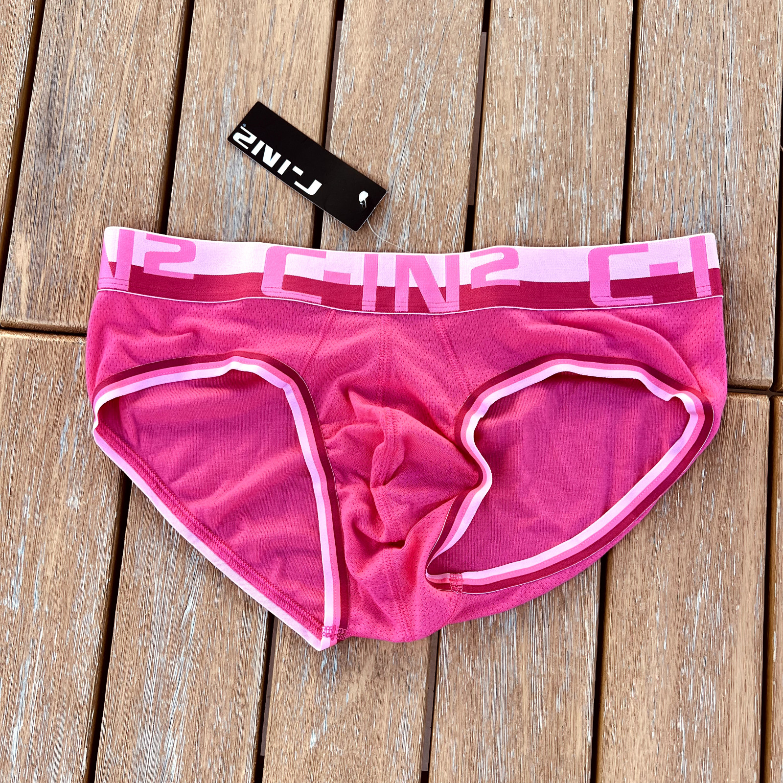 C-IN2 men Pink Mesh low rise brief underwear size S M L XL