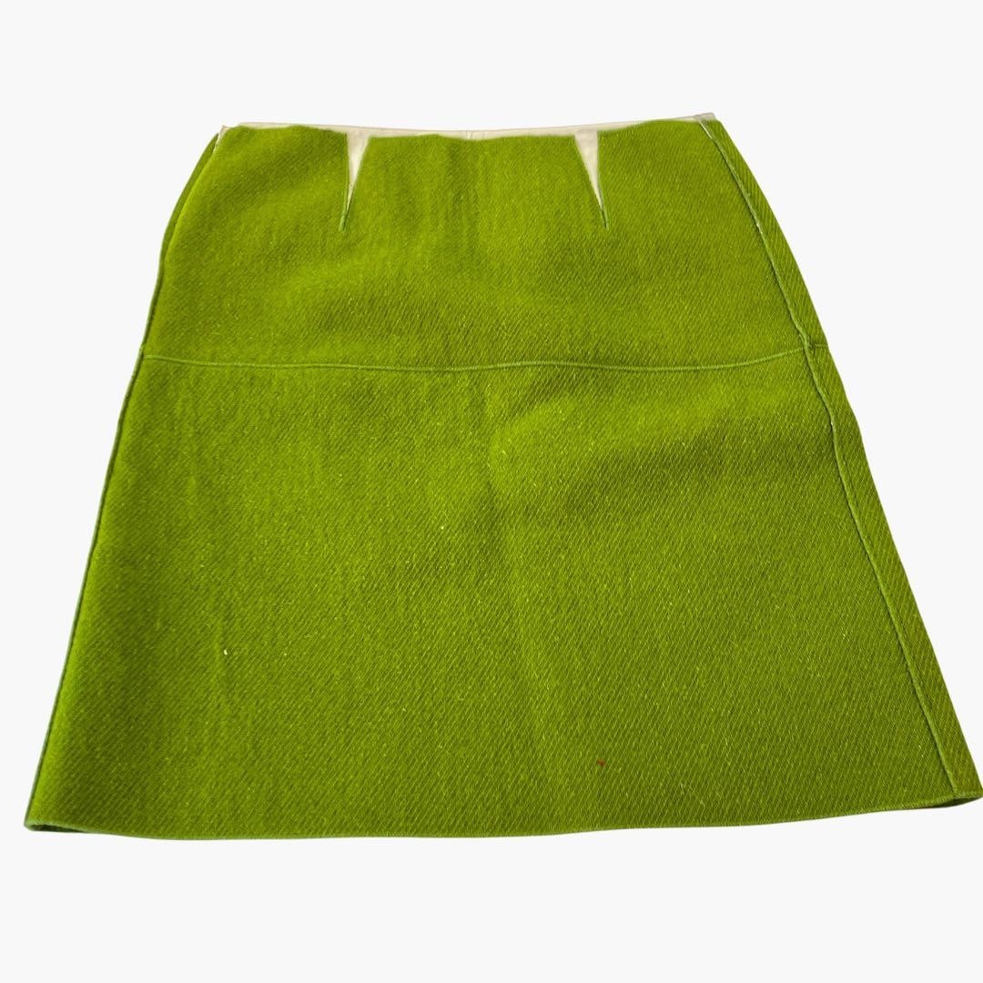 Bottega Veneta Vintage Mini Skirt Green Wool Cotton Size 40 L Authentic Japan