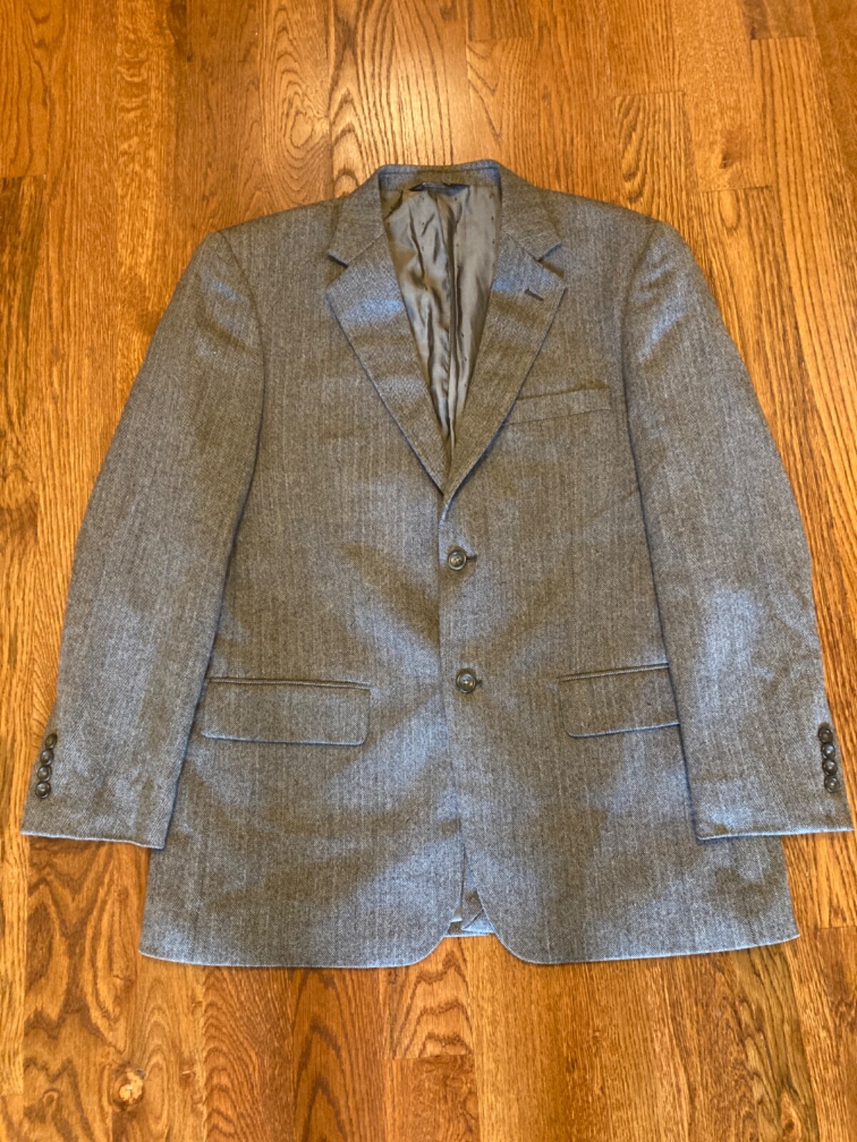 Joseph & Feiss 100% Lambswool Sport Coat Size 42R Gold Label Gray Herringbone
