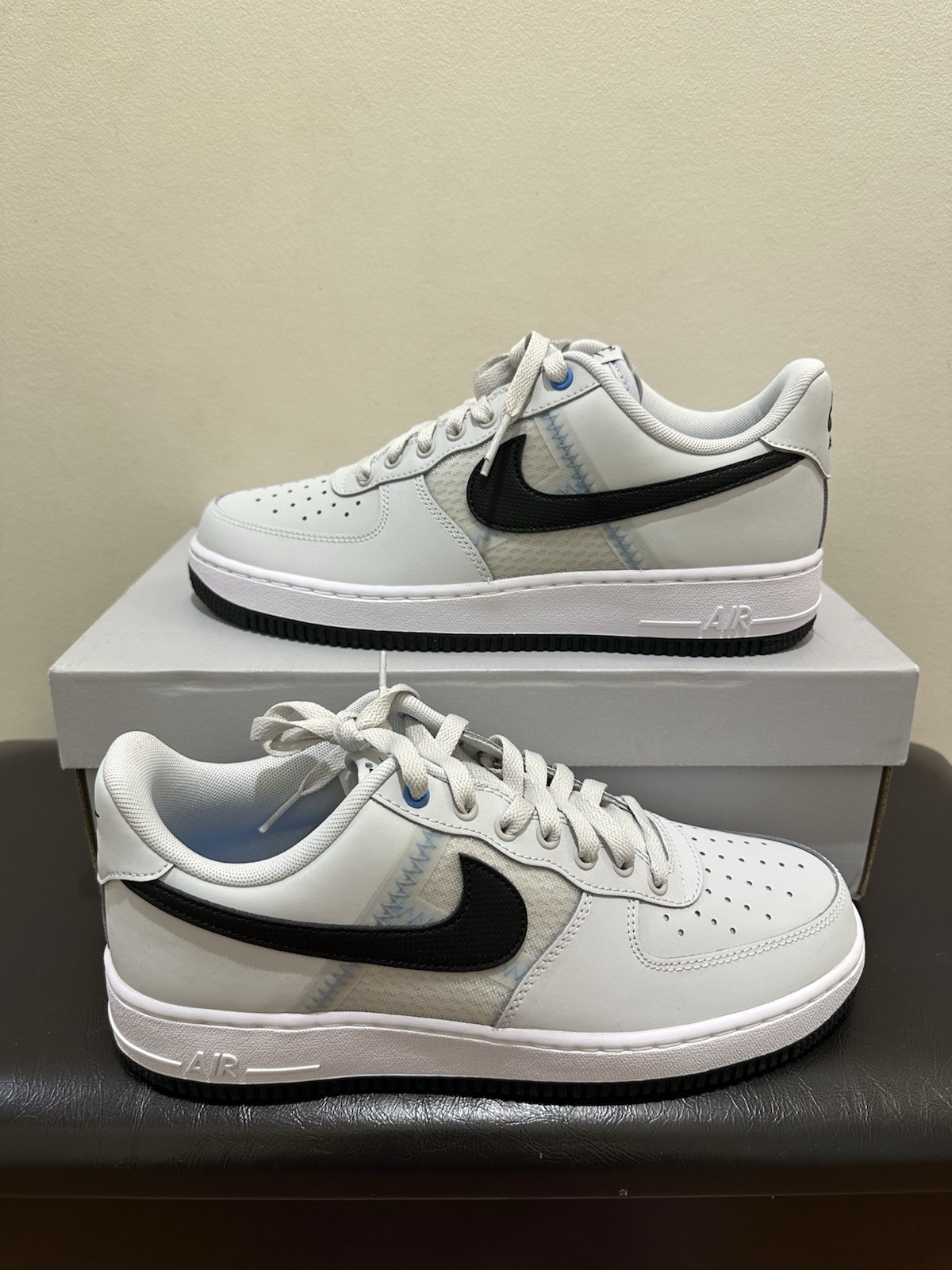 NIB Men Nike Air Force 1 Low ’07 LV8 SE Mesh Tape Photon Dust Blue IH4462-001