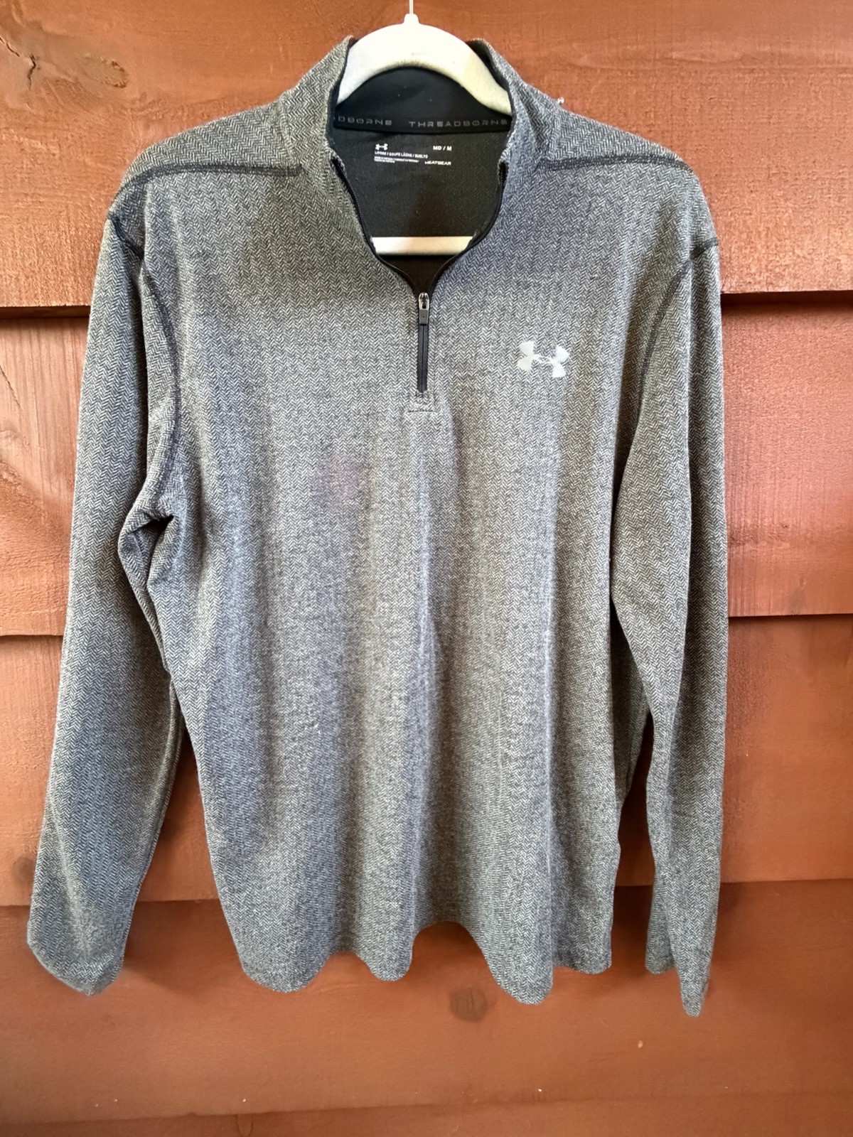 Under Armour HeatGear Men’s M Gray 1/4 Zip Mock Neck Long Sleeve Pullover