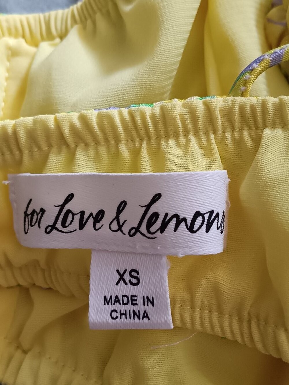 For Love & Lemons Yellow Floral Ruched Tie Front Crop Top XS