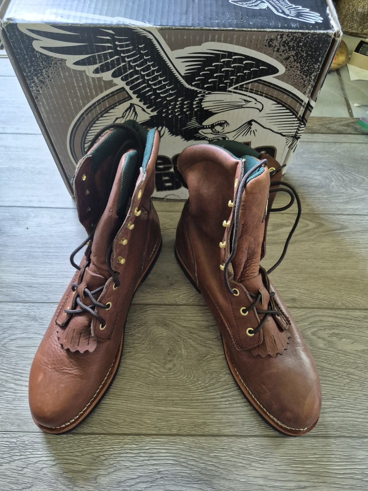 GEORGIA BOOT FARM AND RANCH LACER WORK BOOTS LEATHER MEN’S SZ 13