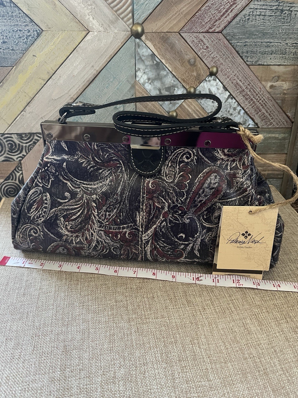 Patricia Nash Heritage Paisley Frame Clutch Wristlet Push Lock Dust Bag