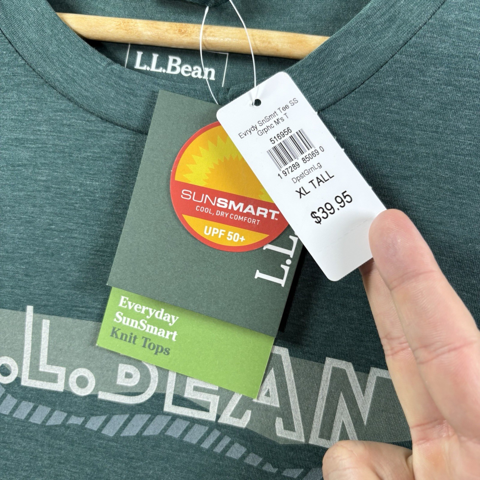 NEW L.L.Bean Everyday SunSmart Shirt Mens XLT Green BLUE Slightly Fitted Stretch