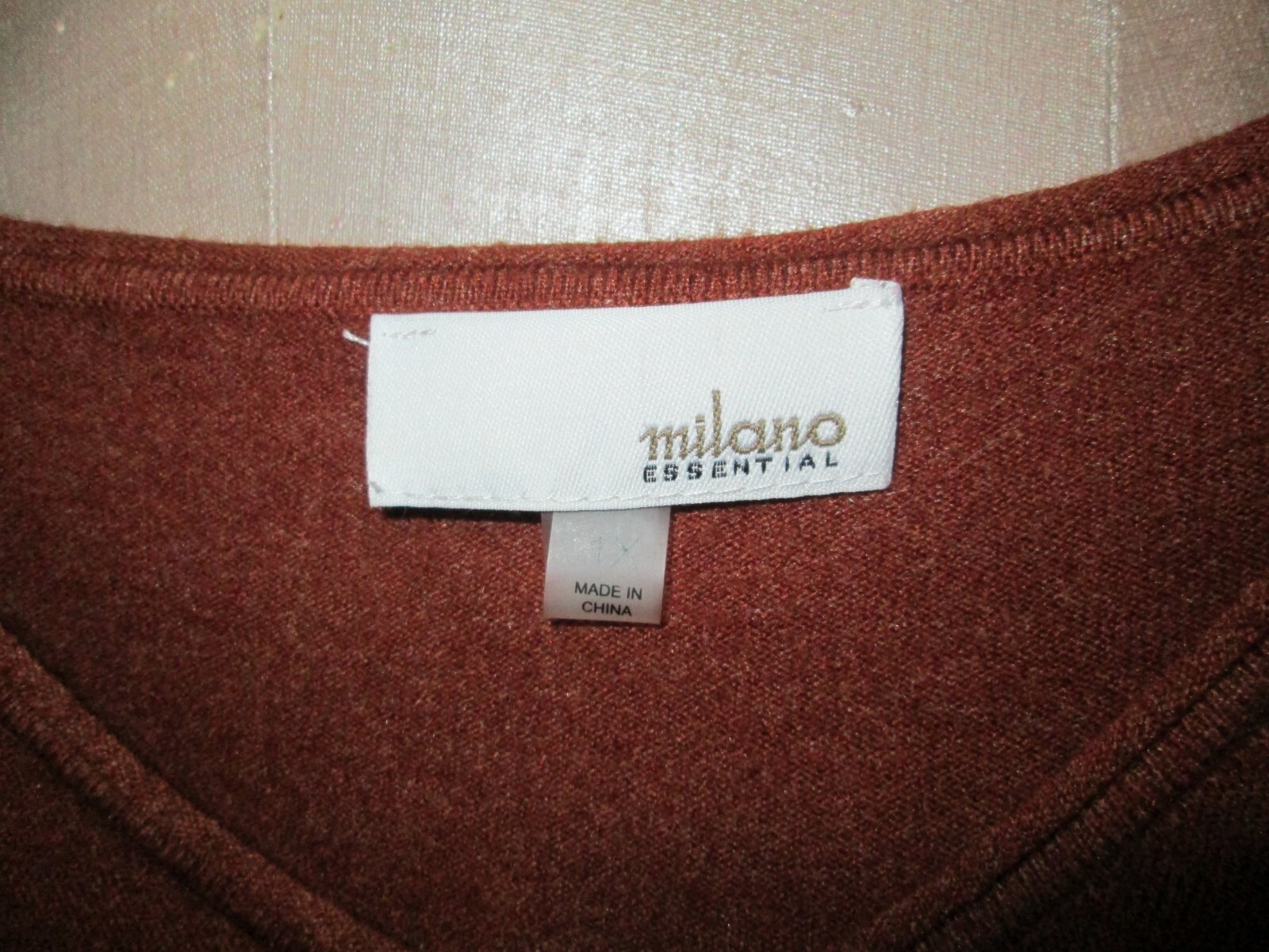 MILANO ESSENTIAL RUST L/S V-NK SWTR SZ XL EXC COND! SOFT KNIT CAREER/CAS WASHBLE