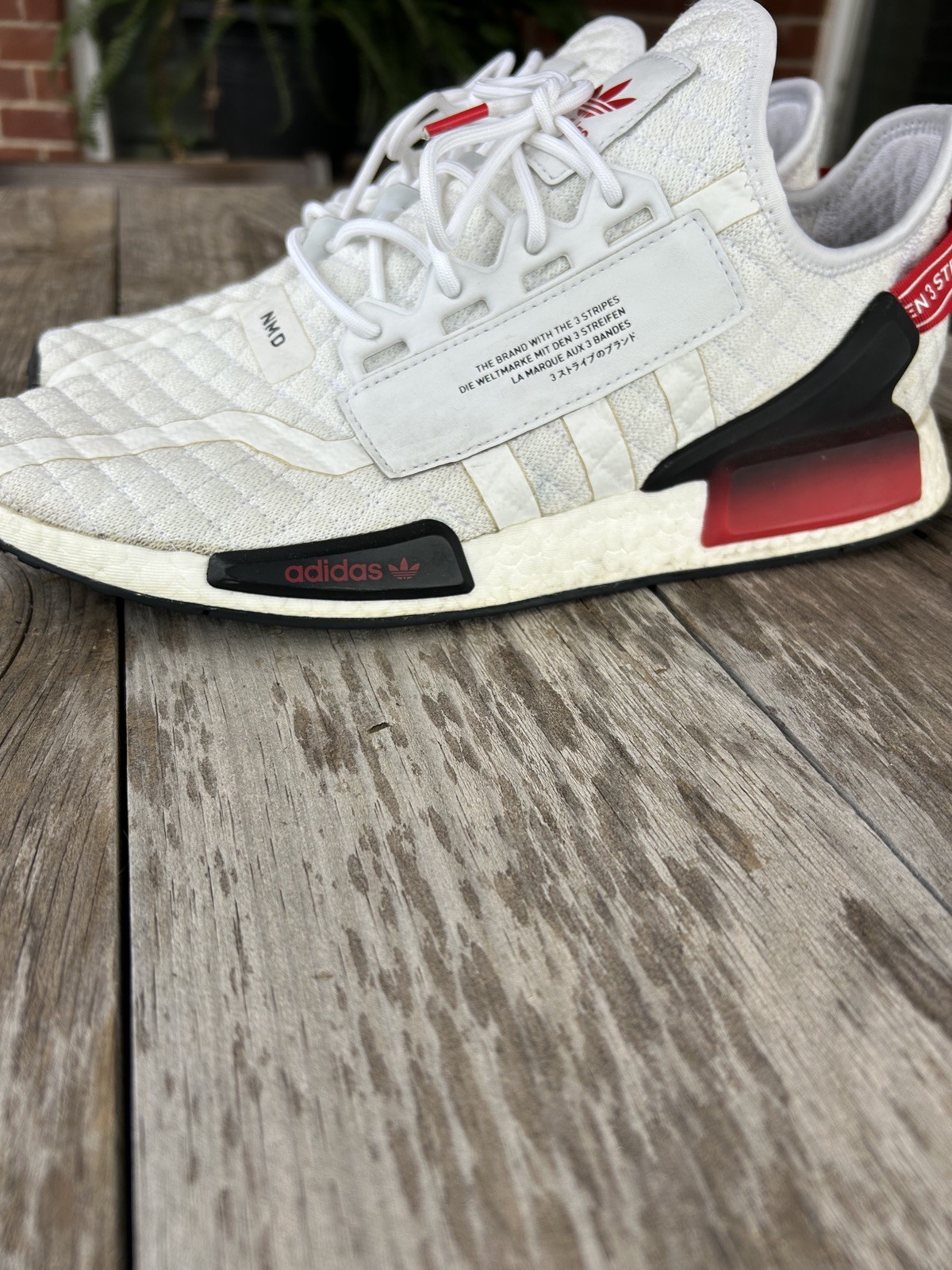 Adidas NMD R1 V2 Quilted White Black Red Sneakers Running Shoes, Men’s Size 14