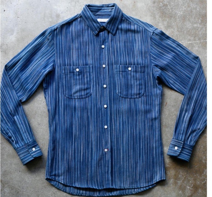 Gustin Shirt Mens XL Indigo Fade Pinstripe Button Up USA