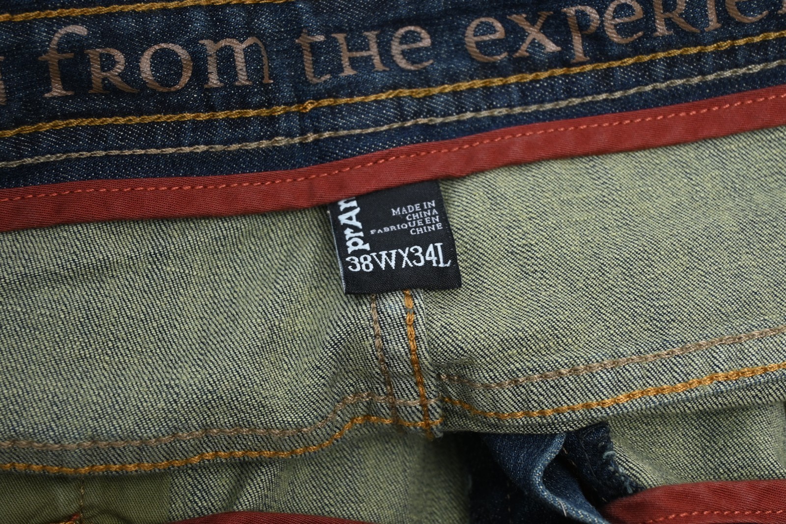 Prana Breathe 38WX34L Straight Denim Jeans 98% Cotton 2% Elastane Wash w/ Colors