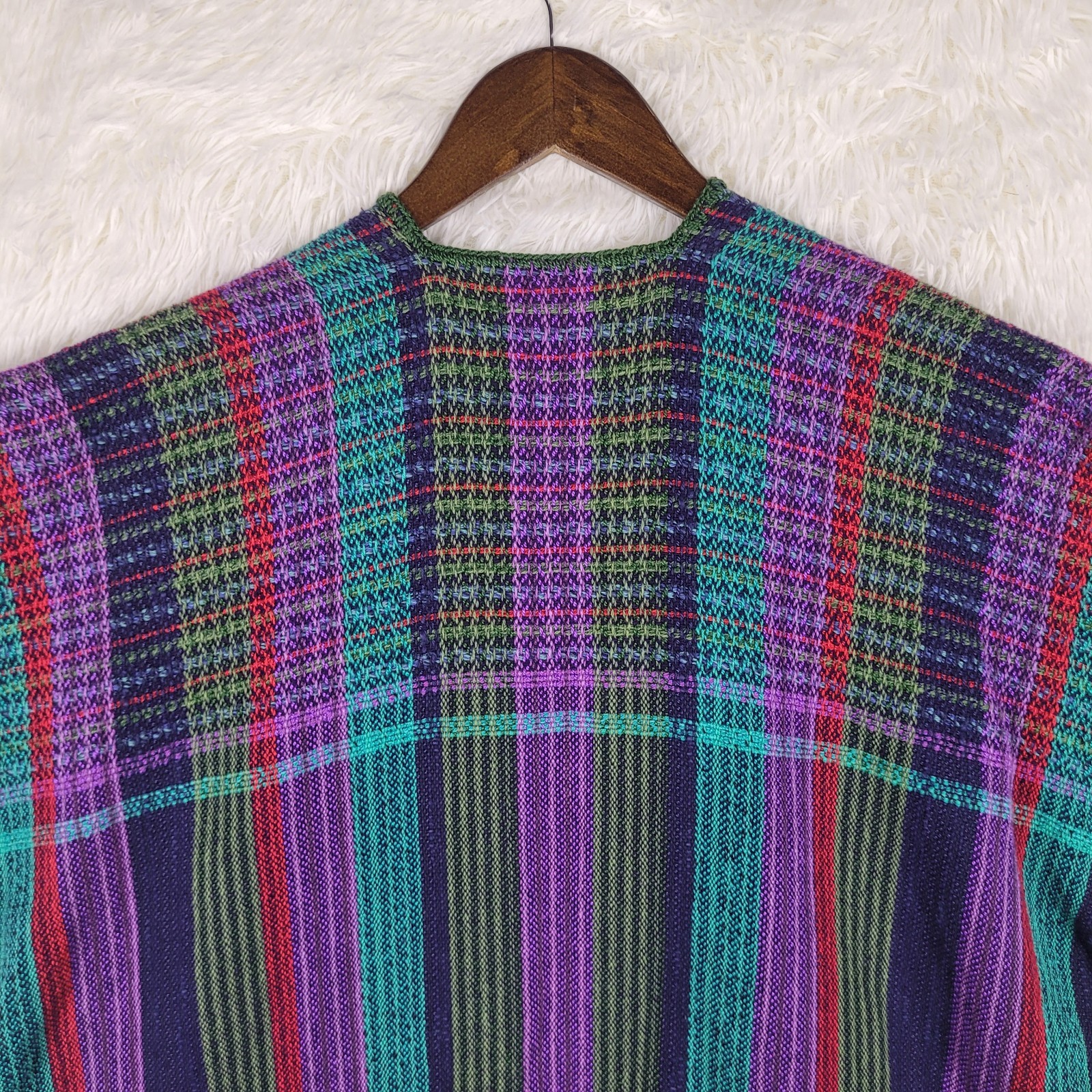 Unbranded Hand Woven Striped Open Duster Cardigan Lagenlook Boho Hippie